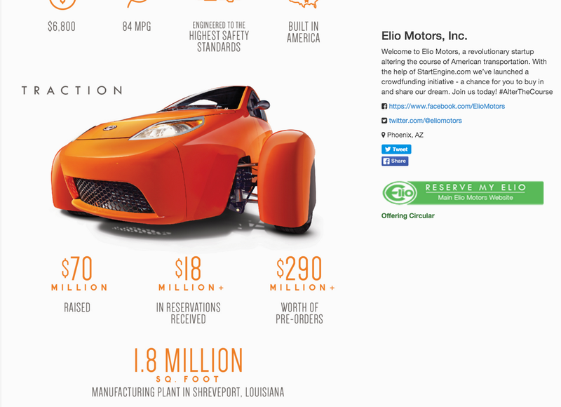 Illustration for article titled The Difference Between Elio's Crowdfunding Pitch And What Elio Tells The Government